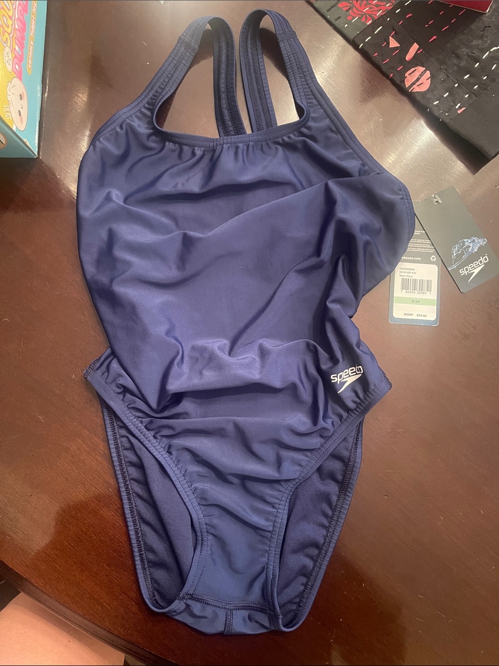 Speedo Team Navy Blue Pro- LT One-Piece Swimsuit with Racerback nwt 8 / 34